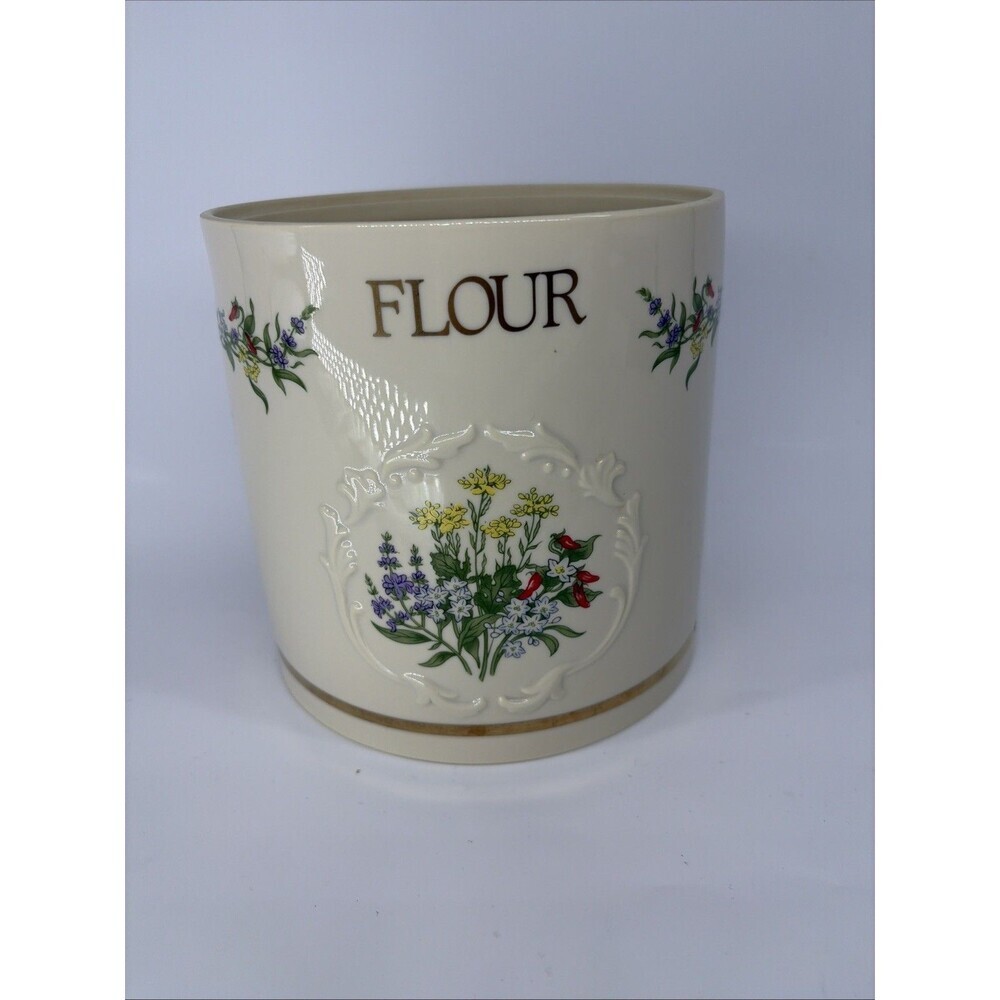 VTG ‘93 Lenox Spice Garden FLOUR Fine Porcelain Ceramic Gold Canister No Lid